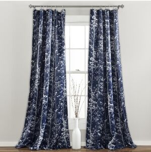 Lush Decor Curtains Set of 2 (84"x52") Forest Light Filtering Window C Navy